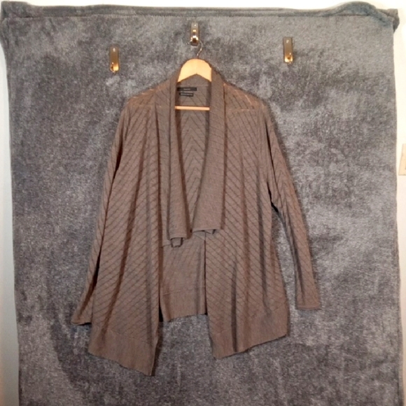 Tahari Sweaters - Tahari Waterfall Drape Open Cardigan Extra Fine Merino Wool Womens